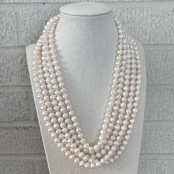 Jewelry - Genuine Round 7-8mm 98" Genuine Freshwater Pearl Rope Necklace Extra Long Rope